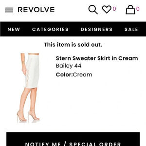 Bailey 44 stern sweater skirt in cream medium NWT